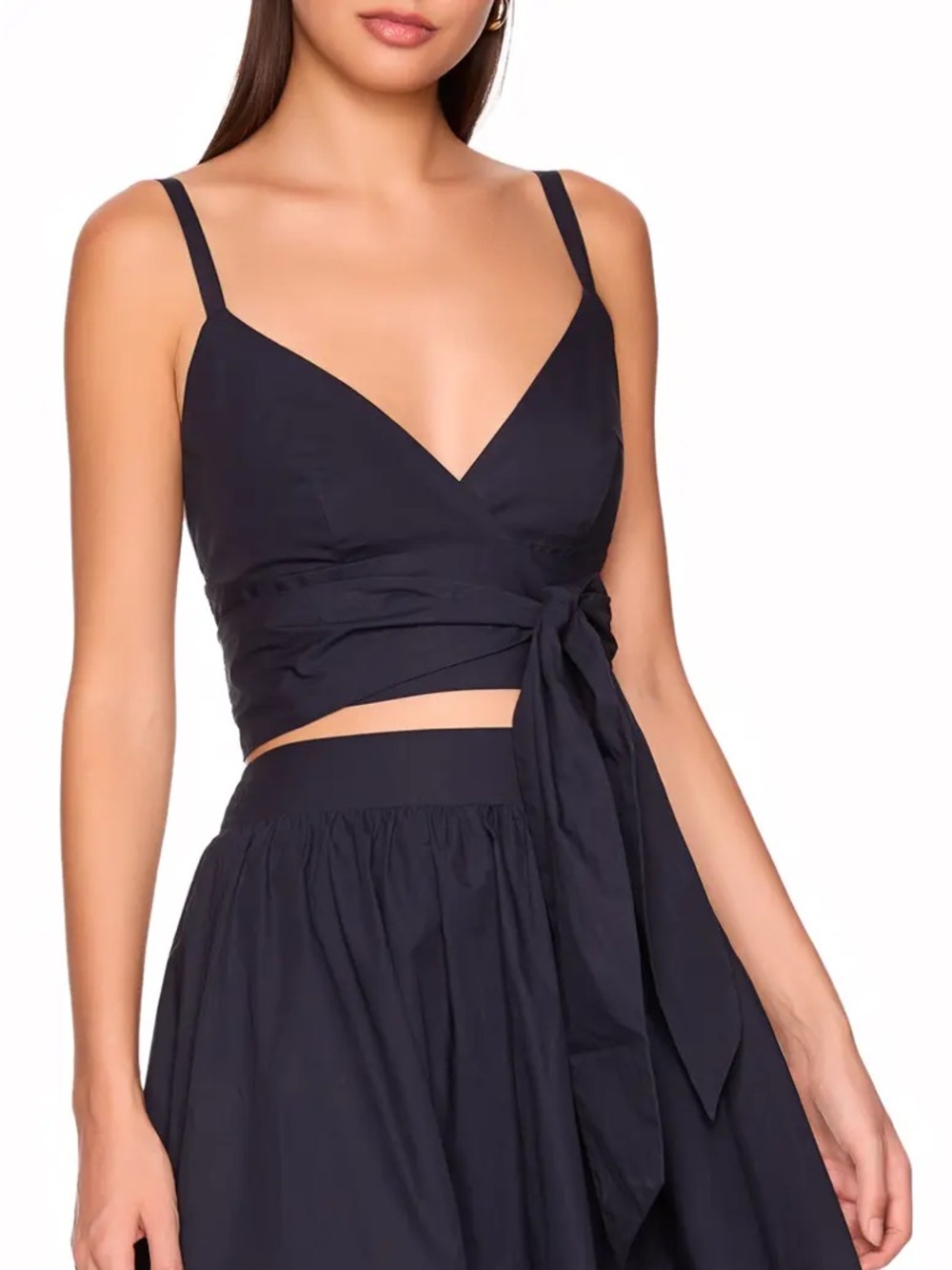 Susana Monaco Wrap Tank Top Poplin NWT $148 Navy Medium